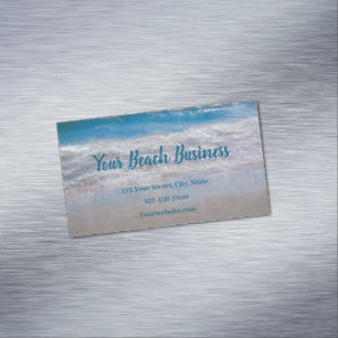 Beach Blue Coastal Ocean Waves Tropical Art Magnetic Business Card