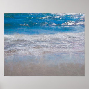 Beach Blue Coastal Ocean Waves Tropical Art Poster