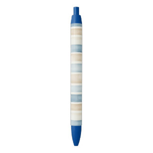 Beach Blue Cream Stripes   Black Ink Pen