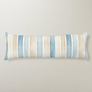 Beach Blue Cream Stripes Body Pillow