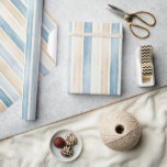 Beach Blue Cream Stripes Wedding Wrapping Paper<br><div class="desc">Beach Blue Cream Stripes Wedding</div>