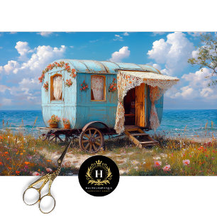 Beach Blue Gypsy Caravan Decoupage Tissue Paper