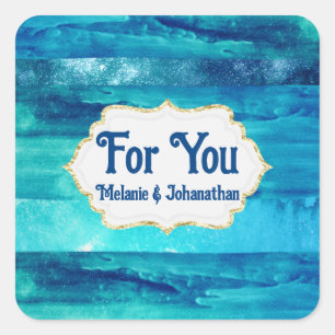 Beach blue ocean sea waves water coastal for you square sticker