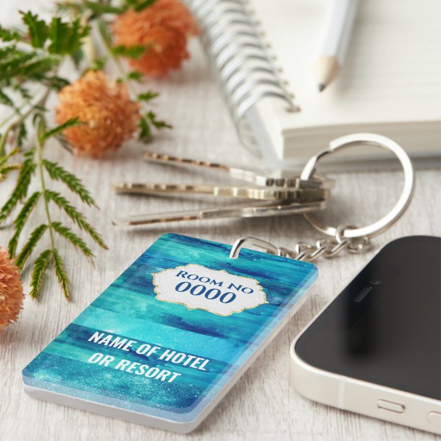 Beach blue ocean sea waves water hotel resort keychain (Front Right)
