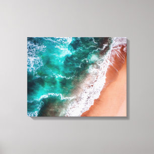 Beach Blue ocean wave coastal Canvas Print