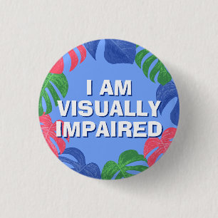 Beach Blue Pink Leaves Visually Impaired 1 Inch Round Button