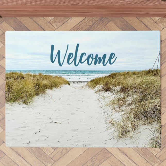 Beach blue sand custom photo home welcome doormat (Creator Uploaded)