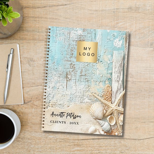 Beach blue sand starfish shell business logo notebook (Creator Uploaded)
