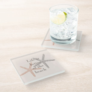 Beach Blue Starfish Glass Coaster