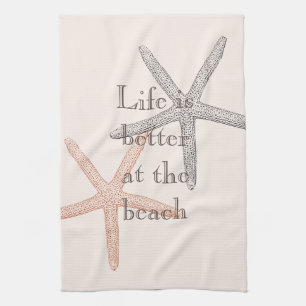 Beach Blue Starfish Kitchen Towel