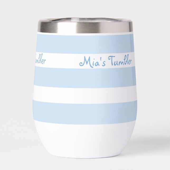 Beach Blue Strp PERSONALIZED Insulated Tumbler Cup (Arrière)