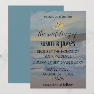 Beach blue sunset invitation