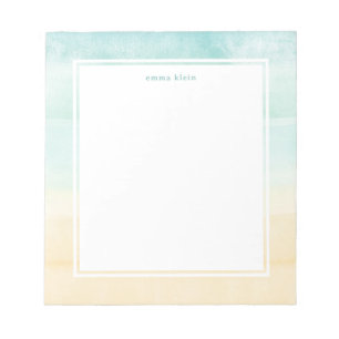 Beach Blue Tan Abstract Watercolor Texture Name Notepad