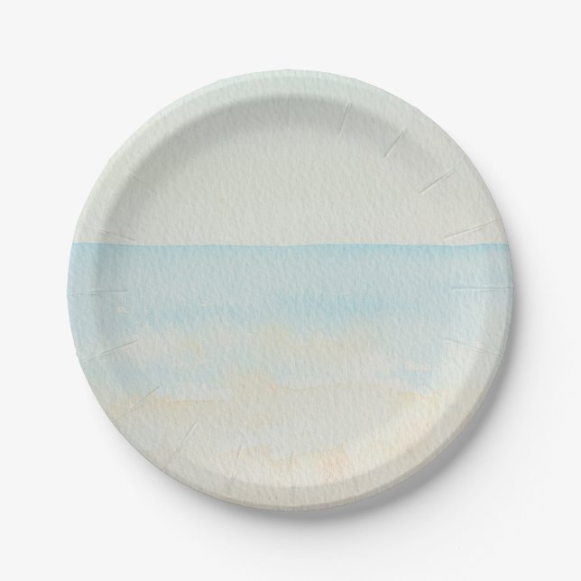 Beach Blue Tropical Paper Plate (Front)
