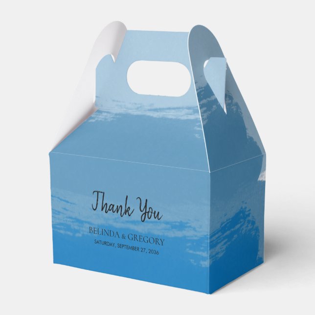 Beach Blue Watercolor Wedding Favor Box (Front Side)