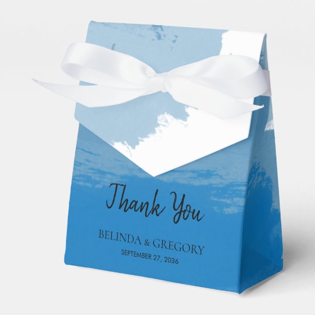 Beach Blue Watercolor Wedding  Favor Box (Front Side)