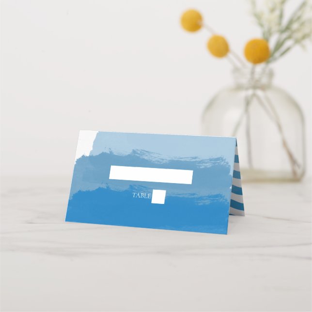 Beach Blue Watercolor Wedding Place Card (Front)