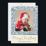 Beach Blue Wave Frame One Photo Christmas Holiday Card<br><div class="desc">A blue Beachy wave photo frame makes these Christmas cards beautiful and intricate. Easily customize to include your picture and message.</div>
