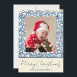 Beach Blue Wave Frame One Photo Christmas Holiday Card<br><div class="desc">A blue Beachy wave photo frame makes these Christmas cards beautiful and intricate. Easily customize to include your picture and message.</div>