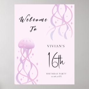 Beach Blush Pink Sweet Sixteen Party Invitation Poster