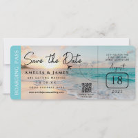 Beach Boarding Pass Save the Date wedding