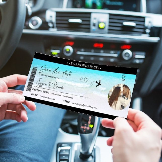 Beach Boarding pass ticket Wedding Save The Date (Creator Uploaded)