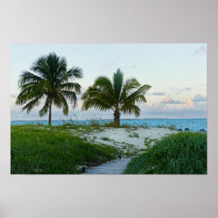 Beach Boardwalk in the Bahamas at Sunset Poster