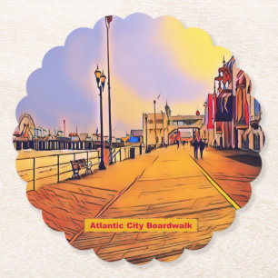Beach Boardwalk Pop Art Paper Coaster