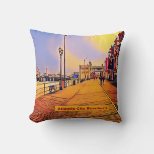 Beach Boardwalk Pop Art Throw Pillow
