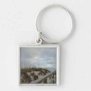 Beach Boardwalk Sand Dunes Florida Vacation Photo Keychain