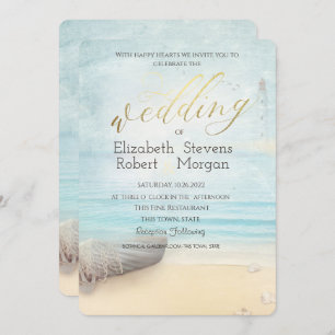 Beach Boat Lighthouse Faire-part de mariage