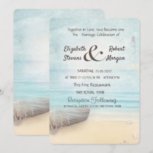 Beach Boat Lighthouse Wedding Invitation