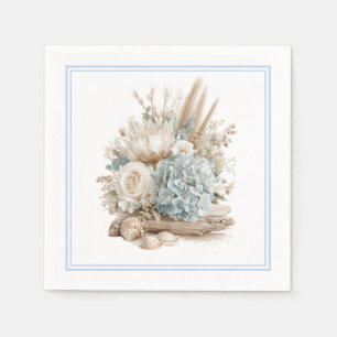 Beach Boho Blue Hydrangea Paper Napkins