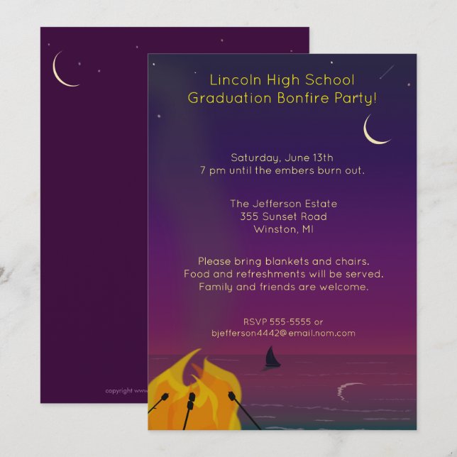 Beach Bonfire Gathering Invitation (Front/Back)