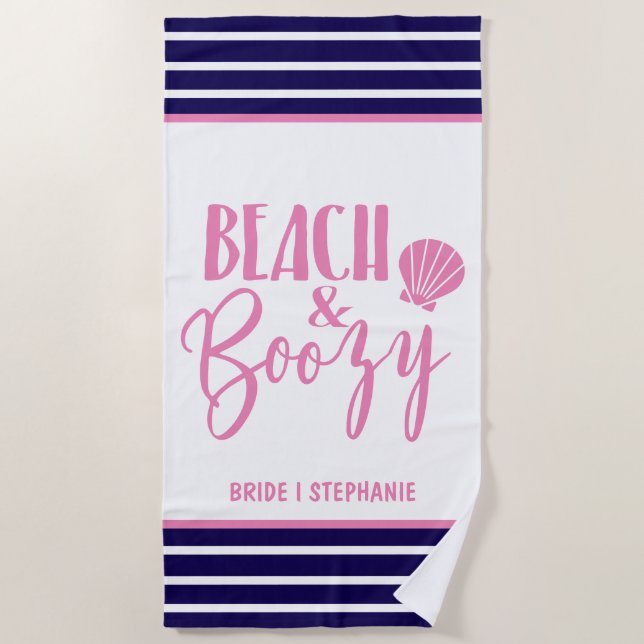 Beach & Boozy Personalized Bride Towel (Front)