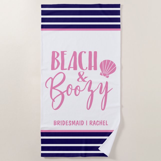 Beach & Boozy Personalized Bridesmaid Towel (Front)