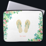 Beach Botanical Flip Flops Laptop Sleeve<br><div class="desc">Beautiful watercolor botanical island flowers and foliage embellished flip flops and arrangements,  personalized laptop sleeve.</div>