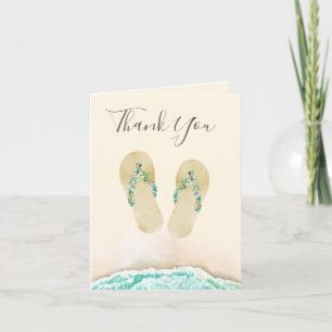 Beach Botanical Flip Flops Thank You Card