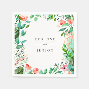 Beach Botanical Frame Personalized Paper Napkins