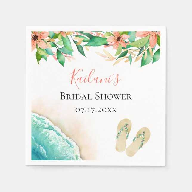 Beach Botanical Personalized Napkin (Front)