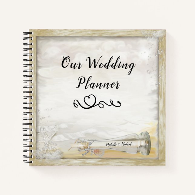Beach Bottle Wedding Plans Spiral Notebook (Front)