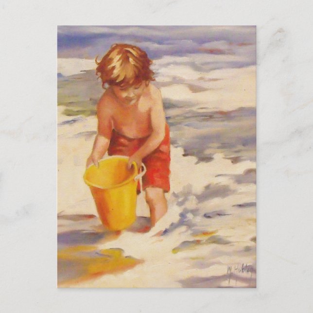 Beach Boy Child in ocean waves Postcard (Front)