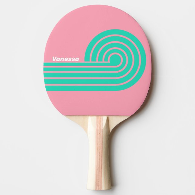 Beach Breeze Nostalgic Curl Stripes with Name Ping Pong Paddle (Front)