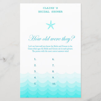 Beach Bridal Shower Game, Nautical, Mermaid