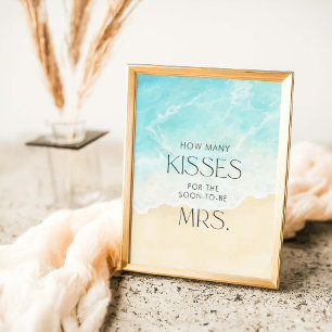 Beach Bridal Shower How many kisses Poster