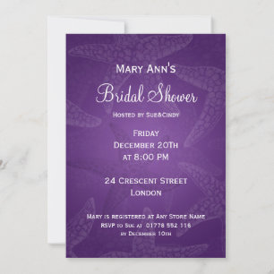 Beach Bridal Shower Starfish Purple Invitation