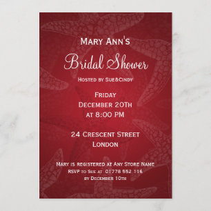 Beach Bridal Shower Starfish Red Invitation