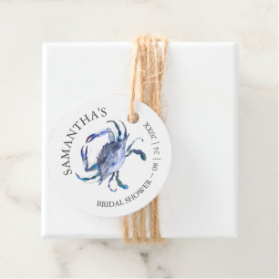 Beach Bridal Shower Theme Crab Favour Tags