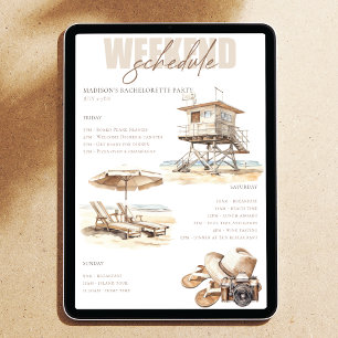 Beach Bridal Shower Weekend Itinerary Invitation