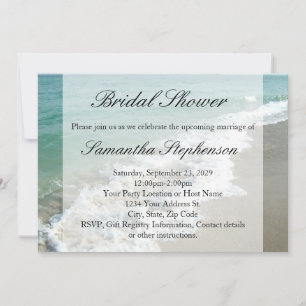 Beach Bridal Shower, White Ocean Surf Invitation